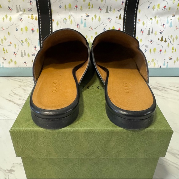Gucci Princetown Women’s Slippers Black Leather Size 37.5 - Picture 6 of 8